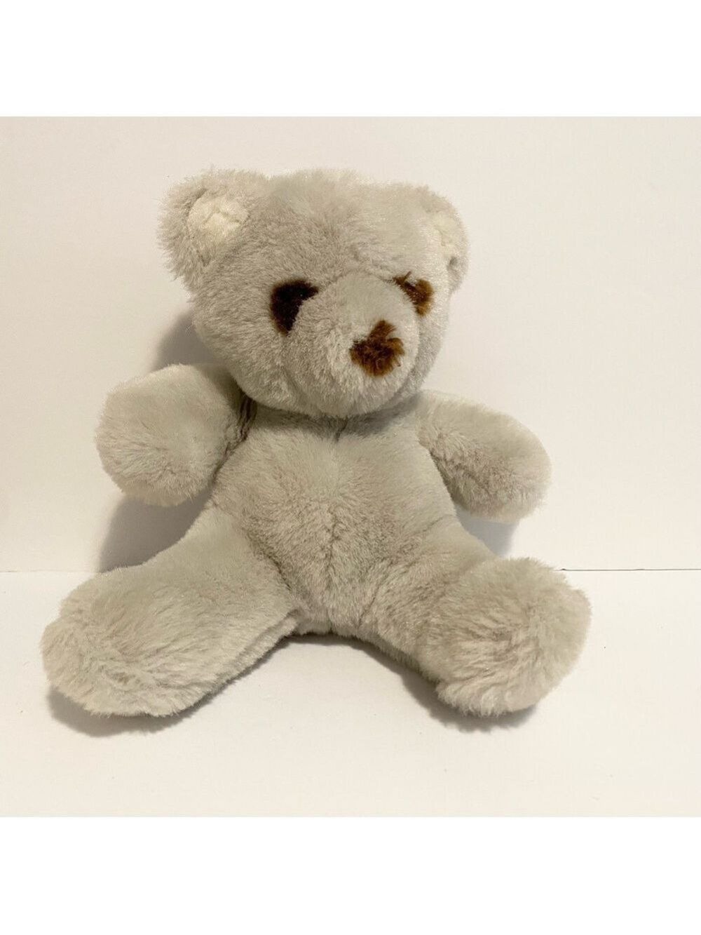 Gund 1985 Teddy Bear Plush Grey Brown Fur Eyes Nose Stuffed Animal Vintage Toy